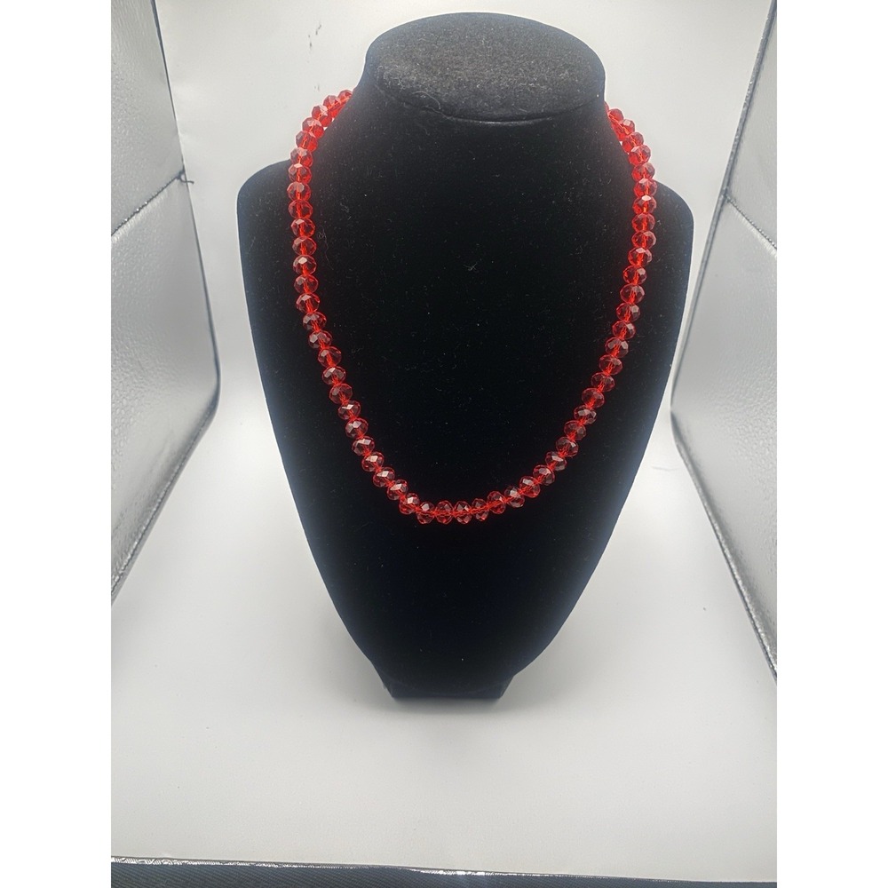 VTG Red-faceted Crystal Bead Necklace